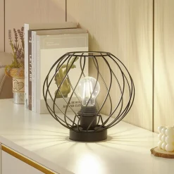 Lindby Bordlamper > bordlampe Danika, sort, metal, Ø 25 cm
