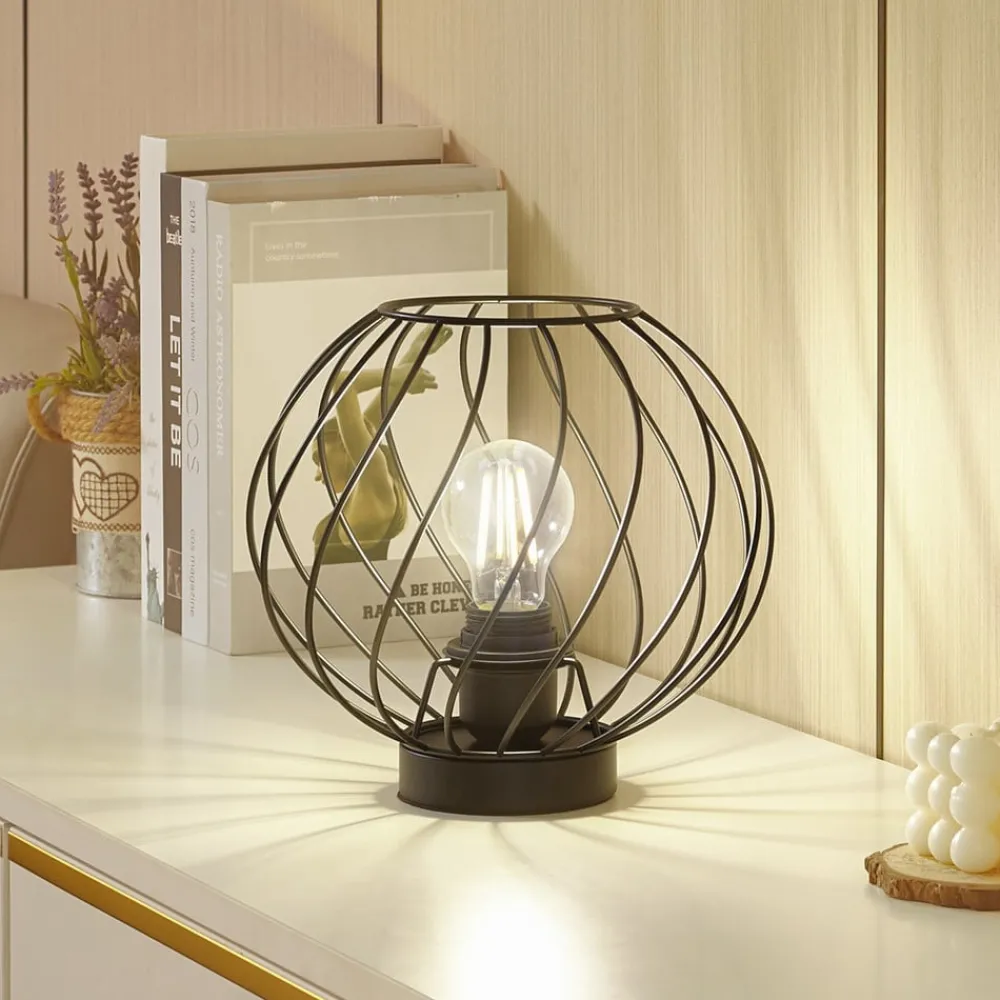 Lindby Bordlamper > bordlampe Danika, sort, metal, Ø 25 cm