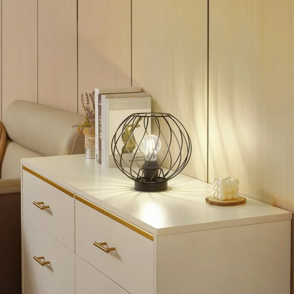 Lindby Bordlamper > bordlampe Danika, sort, metal, Ø 25 cm