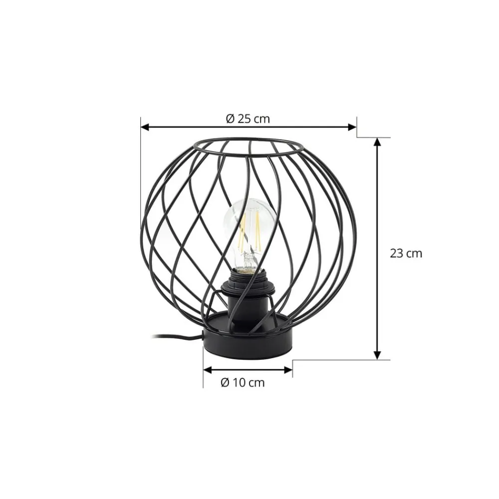Lindby Bordlamper > bordlampe Danika, sort, metal, Ø 25 cm