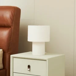 Lindby Bordlamper > bordlampe Jone, hvid, tekstil, 30 cm