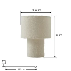 Lindby Bordlamper > bordlampe Jone, hvid, tekstil, 30 cm