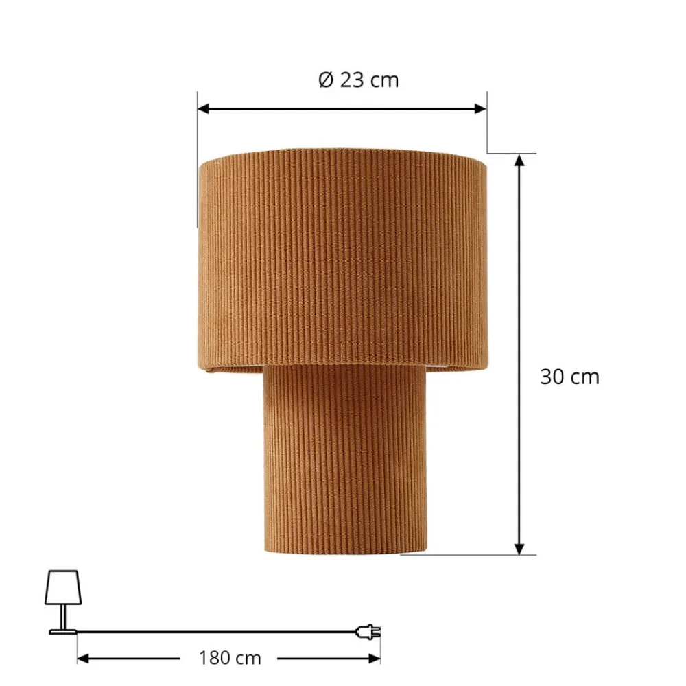 Lindby Pendellamper|Bordlamper > bordlampe Jone, lysebrun, tekstil, 30 cm høj, E27