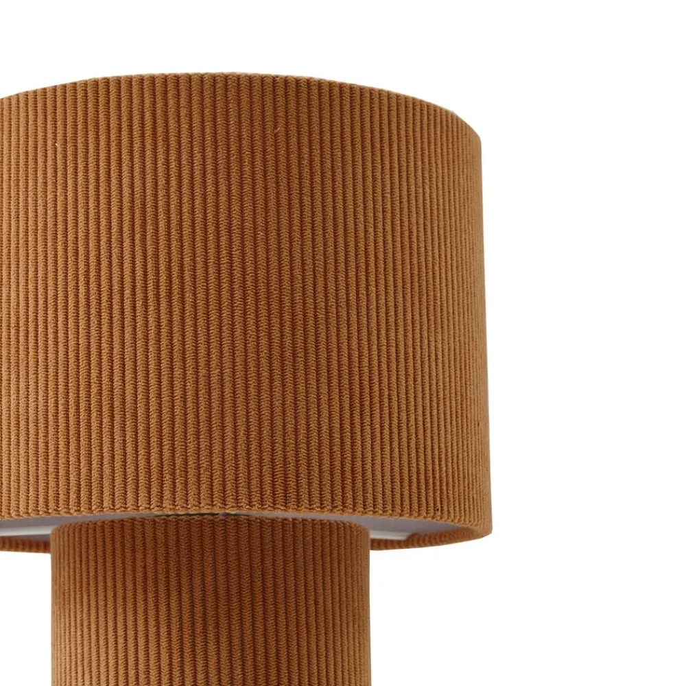 Lindby Pendellamper|Bordlamper > bordlampe Jone, lysebrun, tekstil, 30 cm høj, E27