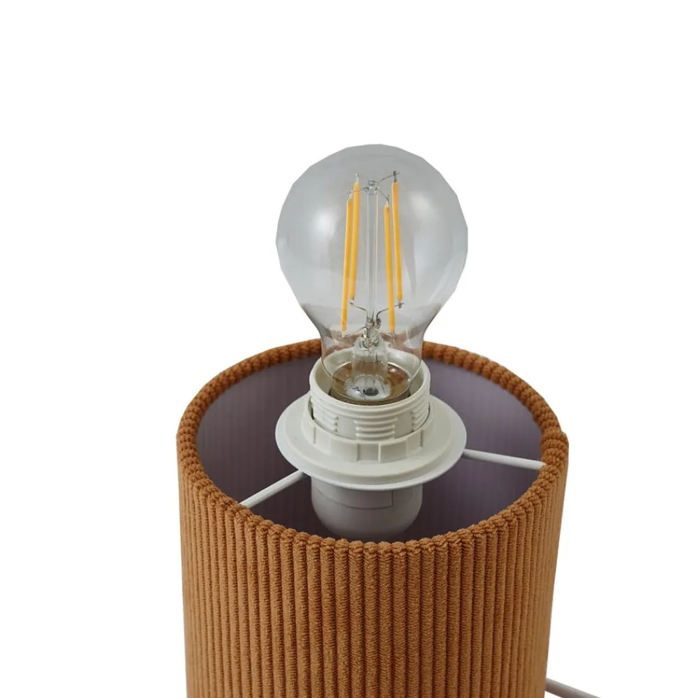 Lindby Pendellamper|Bordlamper > bordlampe Jone, lysebrun, tekstil, 30 cm høj, E27