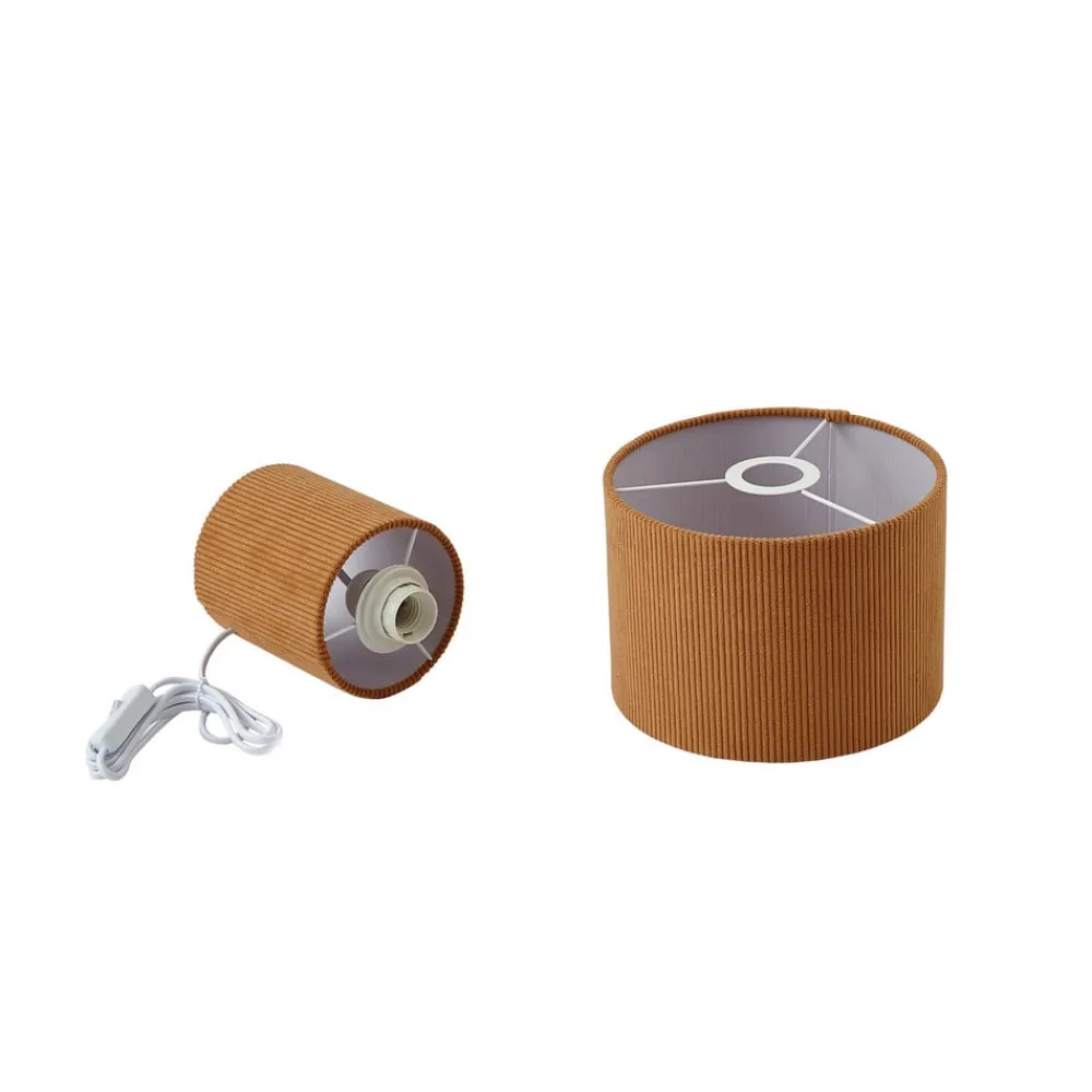 Lindby Pendellamper|Bordlamper > bordlampe Jone, lysebrun, tekstil, 30 cm høj, E27