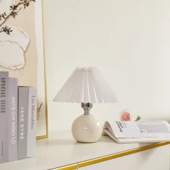 Bordlamper ^ Lindby bordlampe Kerimi, keramik, cremefarvet