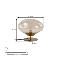 Bordlamper ^ Lindby bordlampe Lelia, rav, glas, metal, Ø 35 cm