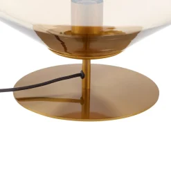 Bordlamper ^ Lindby bordlampe Lelia, rav, glas, metal, Ø 35 cm