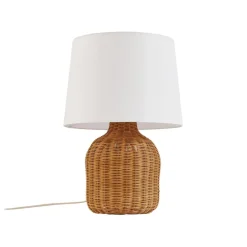 Lindby Bordlamper > bordlampe Lirenda, højde 52 cm, rattan, natur/hvid