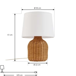 Lindby Bordlamper > bordlampe Lirenda, højde 52 cm, rattan, natur/hvid