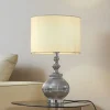Bordlamper ^ Lindby bordlampe Loraine, hvid/grå, glas, Ø 33 cm, E27