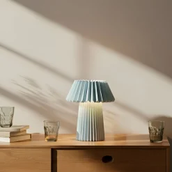 Lindby Bordlamper > bordlampe Magali, lyseblå, papir, Ø 34 cm, E14