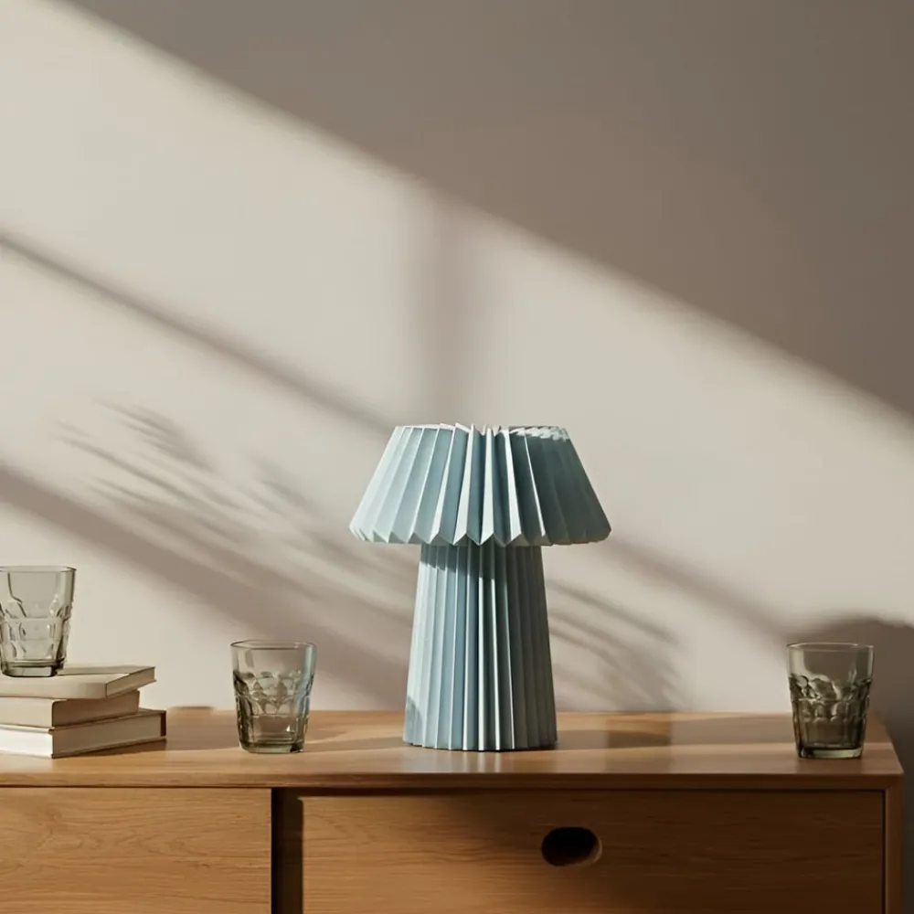 Lindby Bordlamper > bordlampe Magali, lyseblå, papir, Ø 34 cm, E14