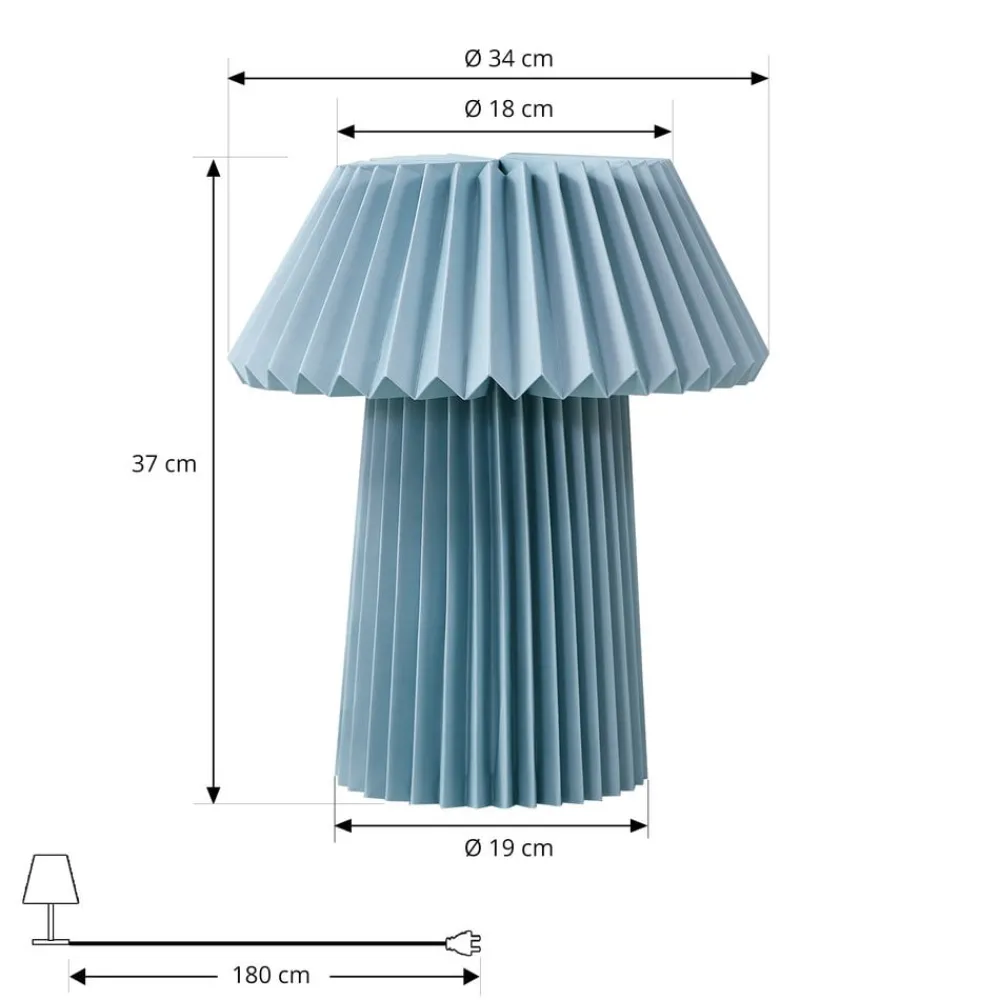 Lindby Bordlamper > bordlampe Magali, lyseblå, papir, Ø 34 cm, E14