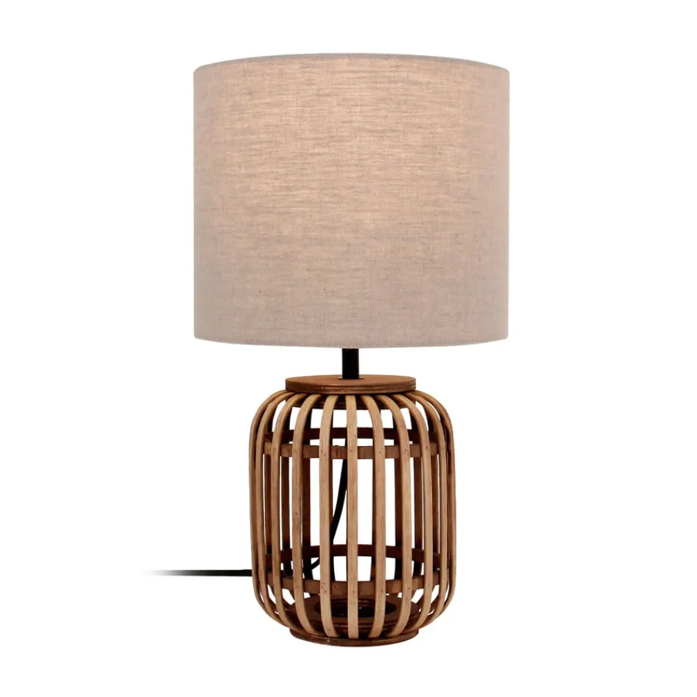 Bordlamper ^ Lindby bordlampe Marzanna, grå, bambus, 42,5 cm, E27