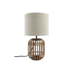 Bordlamper ^ Lindby bordlampe Marzanna, grå, bambus, 42,5 cm, E27