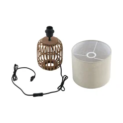 Bordlamper ^ Lindby bordlampe Marzanna, grå, bambus, 42,5 cm, E27