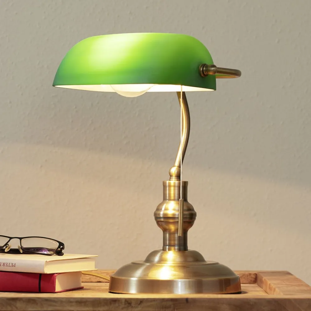 Arbejdsrum/Kontor|Pendellamper ^ Lindby bordlampe Milenka, bronze, højde 38 cm, metal