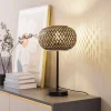 Lindby Bordlamper > bordlampe Nerys, sort, bambus, Ø 28 cm