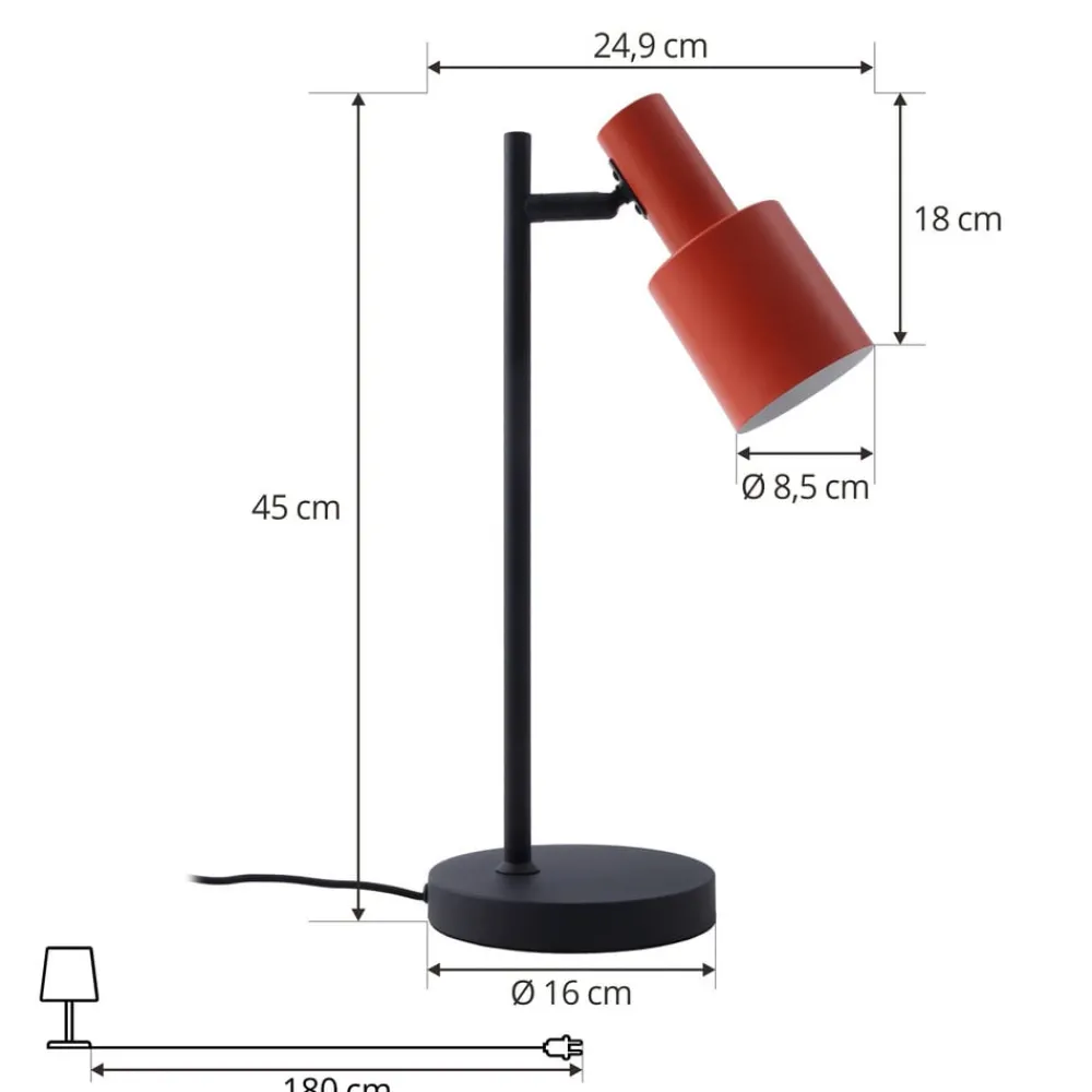 Lindby Bordlamper > bordlampe Ovelia, orange/sort, metal, E27