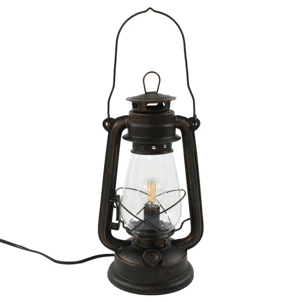Lindby Pendellamper|Bordlamper > bordlampe Raisa, rustfarvet, metal, lygte, E14