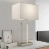 Lindby Bordlamper > bordlampe Sigurd, hvid, stof, højde 54 cm, E27