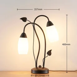 Bordlamper ^ Lindby bordlampe Stefania, sort/guld, glas, E14, 40 cm