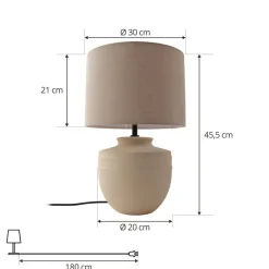 Lindby Gang|Pendellamper > bordlampe Thalassia, beige, Ø 30 cm, keramik