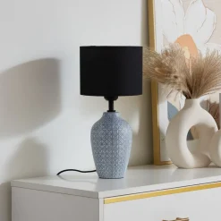 Lindby Bordlamper > bordlampe Thalassia, grå/sort, Ø 20cm, keramik
