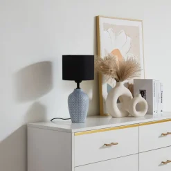 Lindby Bordlamper > bordlampe Thalassia, grå/sort, Ø 20cm, keramik