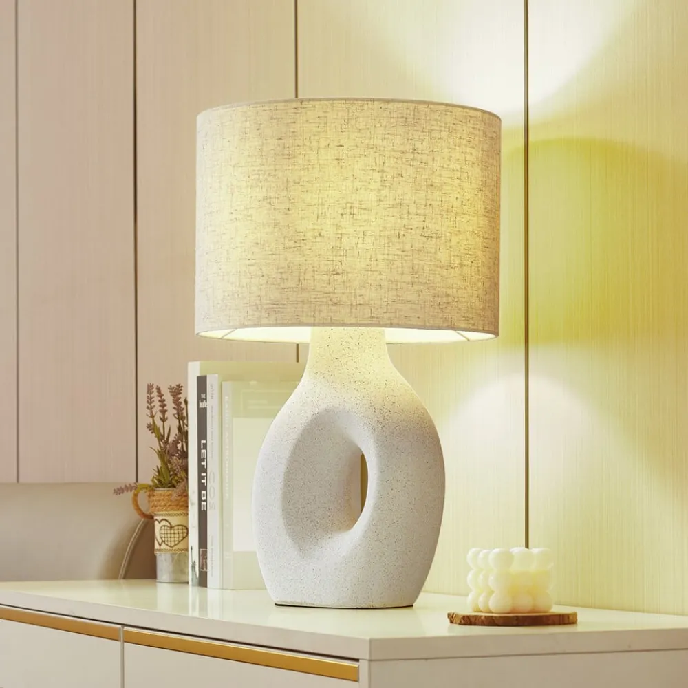 Lindby Pendellamper|Bordlamper > bordlampe Thalassia, hvid, Ø 30 cm, keramik