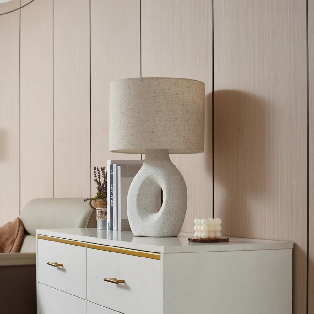 Lindby Pendellamper|Bordlamper > bordlampe Thalassia, hvid, Ø 30 cm, keramik