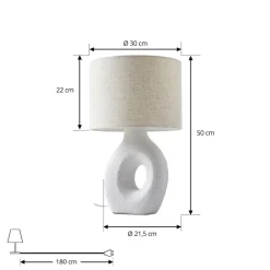 Lindby Pendellamper|Bordlamper > bordlampe Thalassia, hvid, Ø 30 cm, keramik