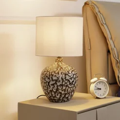Bordlamper ^ Lindby bordlampe Thalassia, sort/hvid, Ø 26cm, keramik