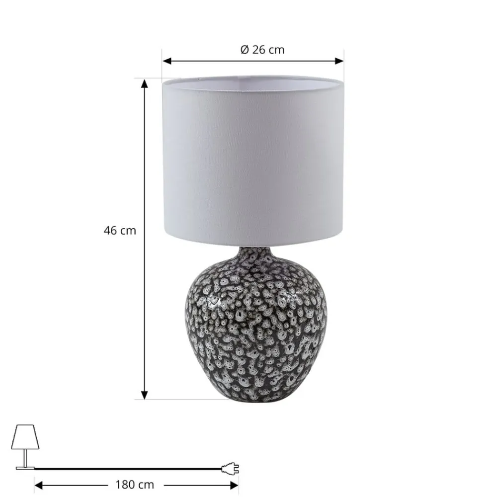 Bordlamper ^ Lindby bordlampe Thalassia, sort/hvid, Ø 26cm, keramik
