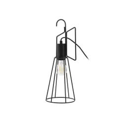 Lindby Bordlamper > bordlampe Tharion, sort, metal, Ø 15,4 cm