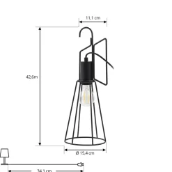 Lindby Bordlamper > bordlampe Tharion, sort, metal, Ø 15,4 cm