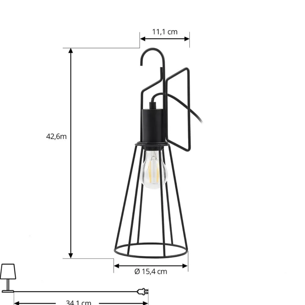 Lindby Bordlamper > bordlampe Tharion, sort, metal, Ø 15,4 cm