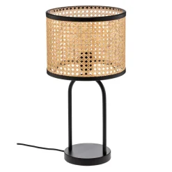 Lindby Bordlamper > bordlampe Yaelle, 50 cm høj, rattan, sort, E27
