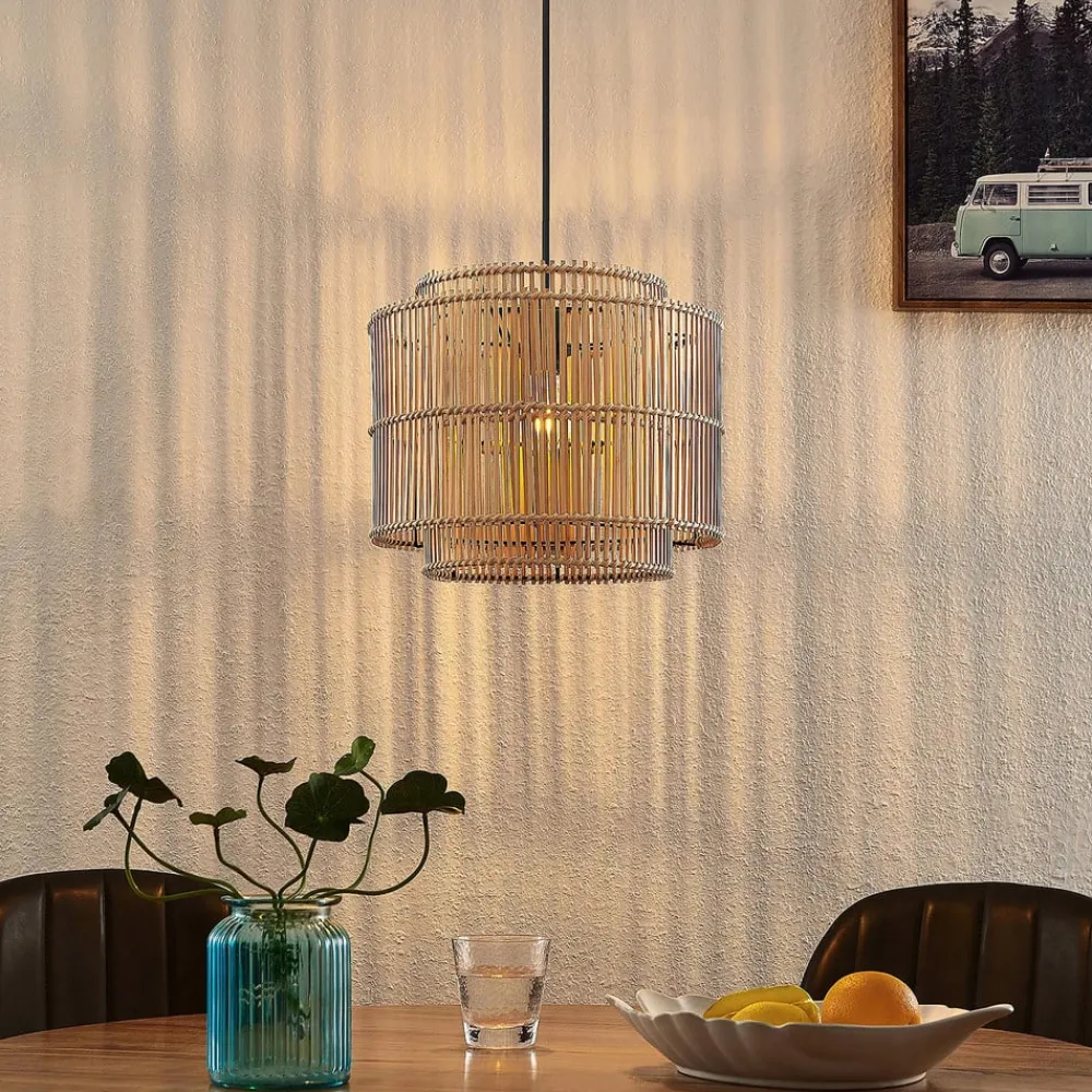 Lindby Gang|Pendellamper > Bridga pendellampe, Ø 35 cm, sort, bambus