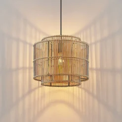 Lindby Gang|Pendellamper > Bridga pendellampe, Ø 35 cm, sort, bambus
