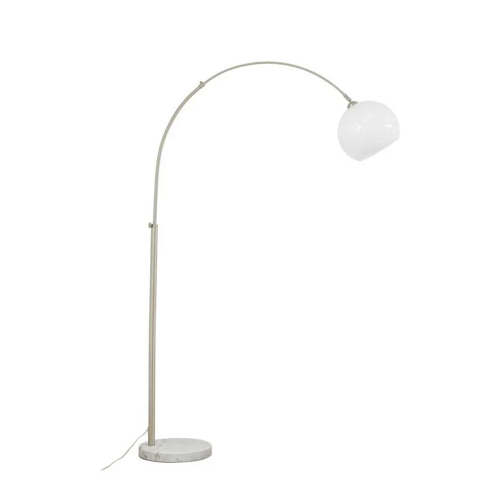 Gulvlamper ^ Lindby buelampe Alverton, hvid/nikkel, glas, 197 cm