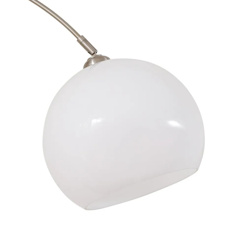 Gulvlamper ^ Lindby buelampe Alverton, hvid/nikkel, glas, 197 cm