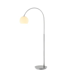 Lindby Gulvlamper|Gulvlamper > buelampe Cynthia, nikkelfarvet, glas, 140 cm, E27