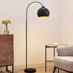 Lindby Gulvlamper|Gulvlamper > buelampe Minali, sort, metal, 148 cm høj, E27