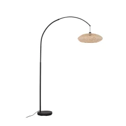Gulvlamper|Gulvlamper ^ Lindby buelampe Solvian, sort/natur, bambus, metal