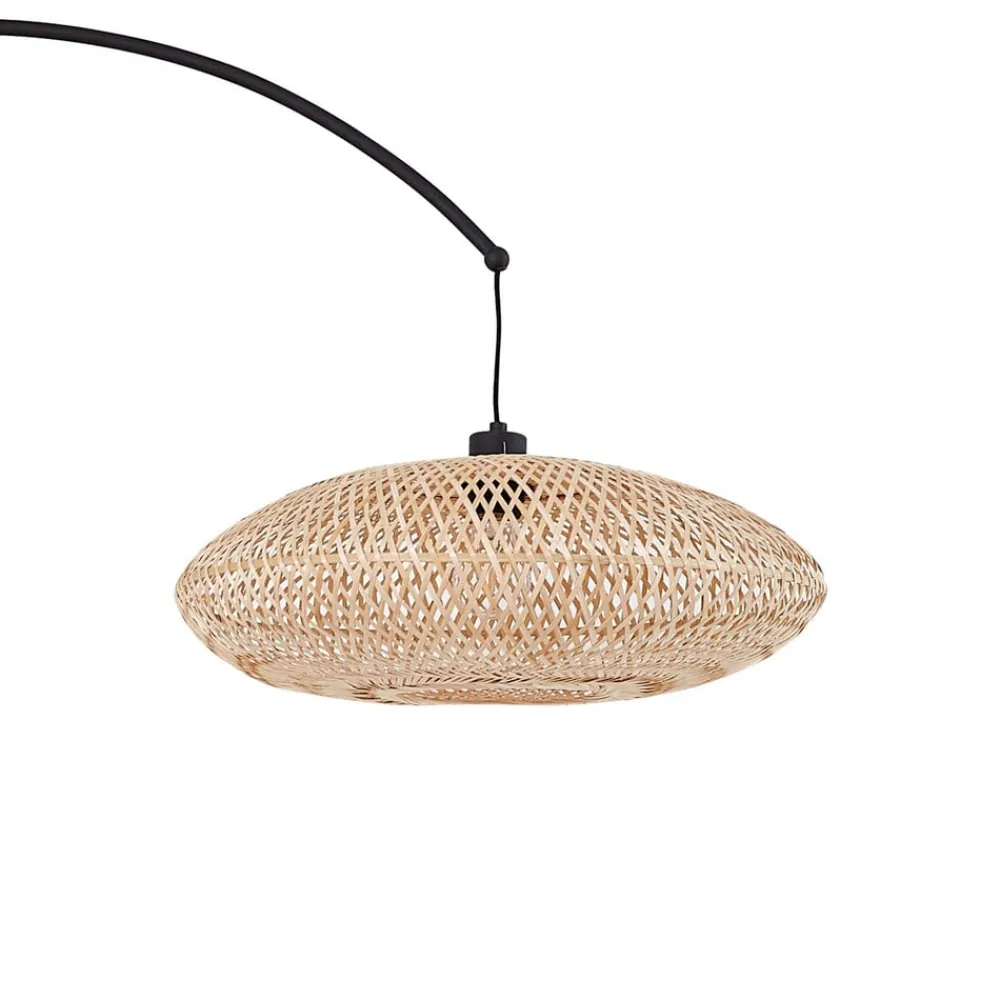 Gulvlamper|Gulvlamper ^ Lindby buelampe Solvian, sort/natur, bambus, metal