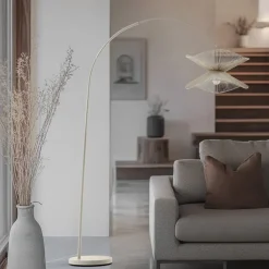 Lindby Gang|Gulvlamper > buelampe Valdorin, beige, papir, 195 cm, IP20