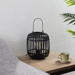 Lindby Pendellamper > Canyana bordlampe, sort, rattan, 27 cm høj
